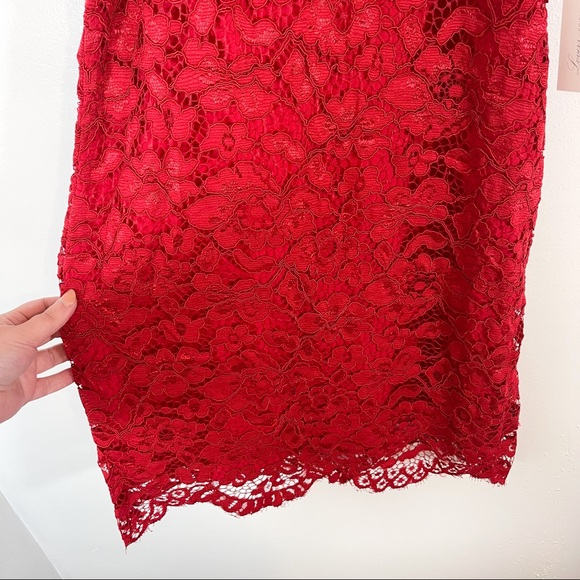 NWT Lovers + Friends Red Merlot Caspian Shift Cocktail Dress Sleeveless Lace - Picture 6 of 11